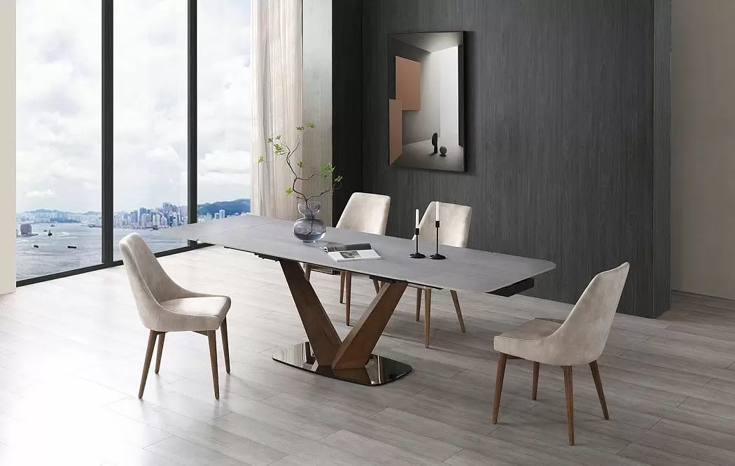 Стол раскладной Veronica 180-260, серая керамика/орех - фото 3