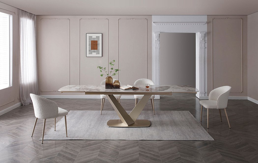 Стол раскладной Victoria 140-200, светлая керамика/шампань - фото 7