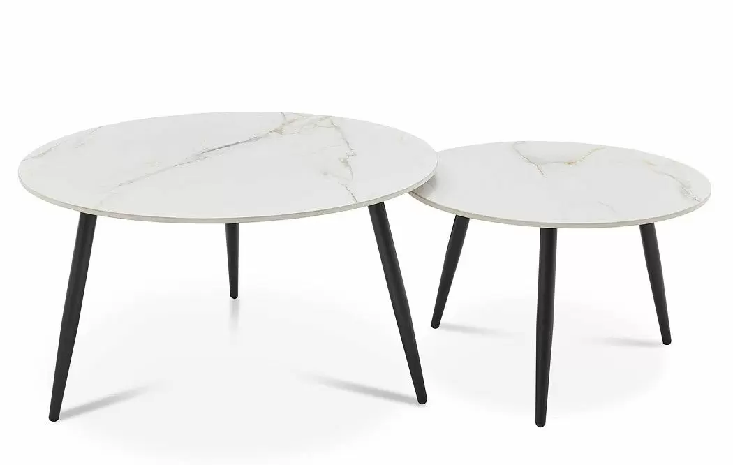 Набор из 2-х столов журнальных Liz, белая керамика