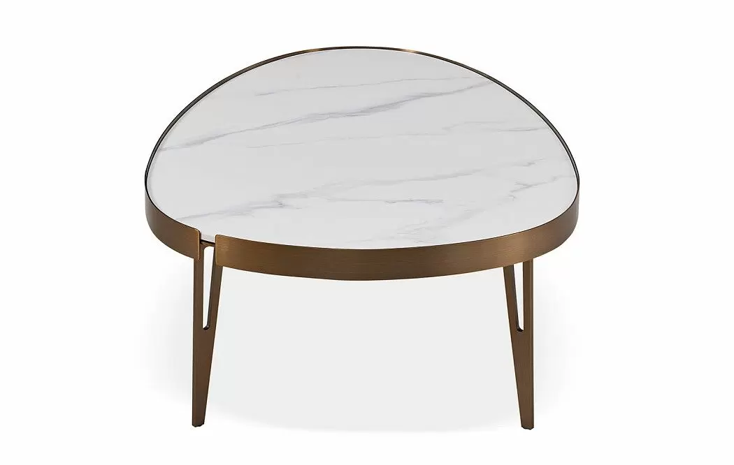 Стол журнальный Zelda (110), белый камень/бронза - фото 8
