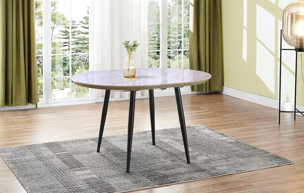 Стол раскладной Leticia 100-130, мраморный рисунок/черный - фото 7