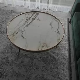 Стол журнальный Carla (46), белая керамика/розовое золото