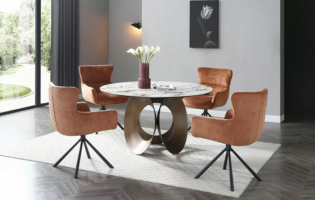 Стол Teodor 135, белая керамика/бронза - фото 5