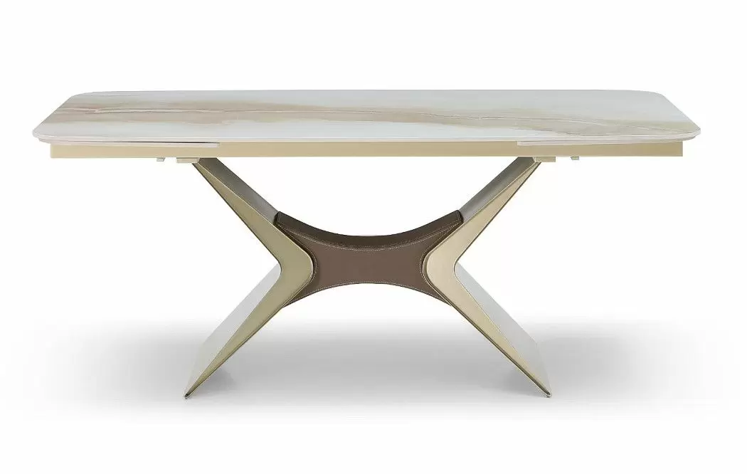 Стол раскладной Richard 160-240, бежевая керамика/шампань - фото 6