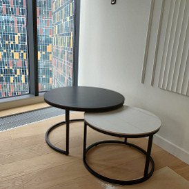 Набор из 2-х столов журнальных Nocturne, серая керамика/серебро