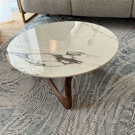 Стол журнальный Sea Glass, серое стекло/орех