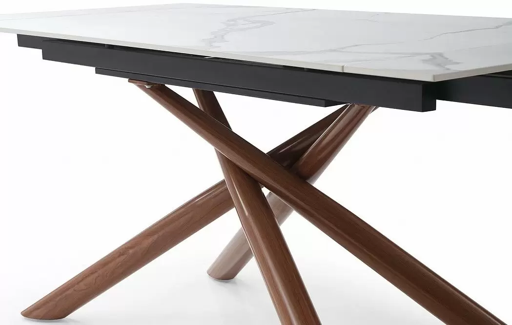 Стол раскладной Ravenna 140-180, белая керамика/орех - фото 11