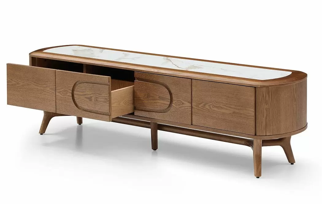 ТВ Тумба Carolina, белая керамика/орех - фото 5