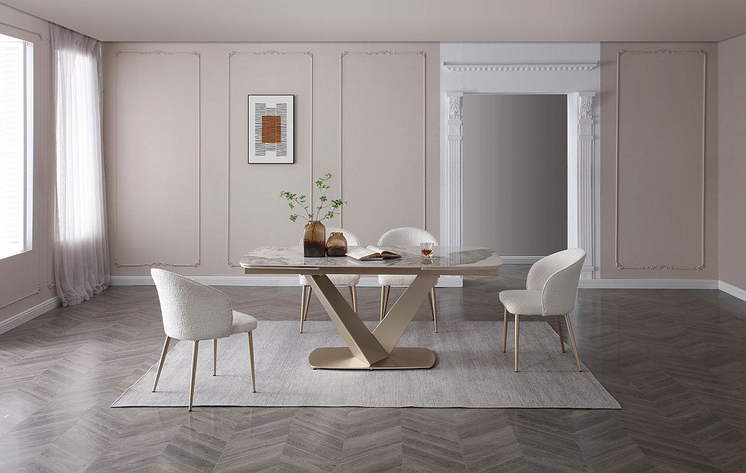 Стол раскладной Victoria 140-200, светлая керамика/шампань - фото 6