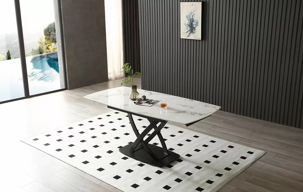 Стол раскладной Lorenzo 120-180, белая керамика - фото 8