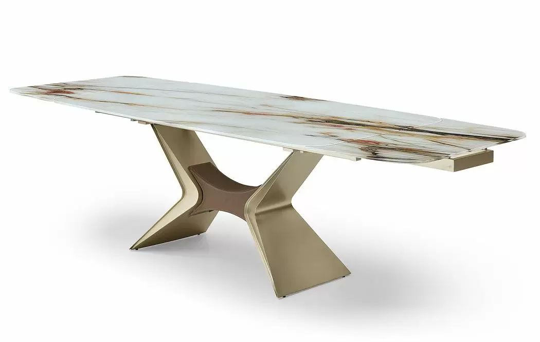 Стол раскладной Richard 180-270, стекло 3D/шампань