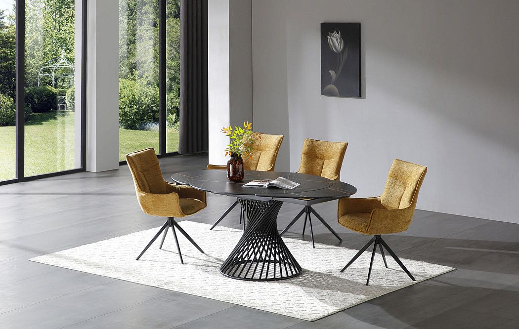 Стол раскладной Tornado 120-180, темная керамика/черный - фото 3