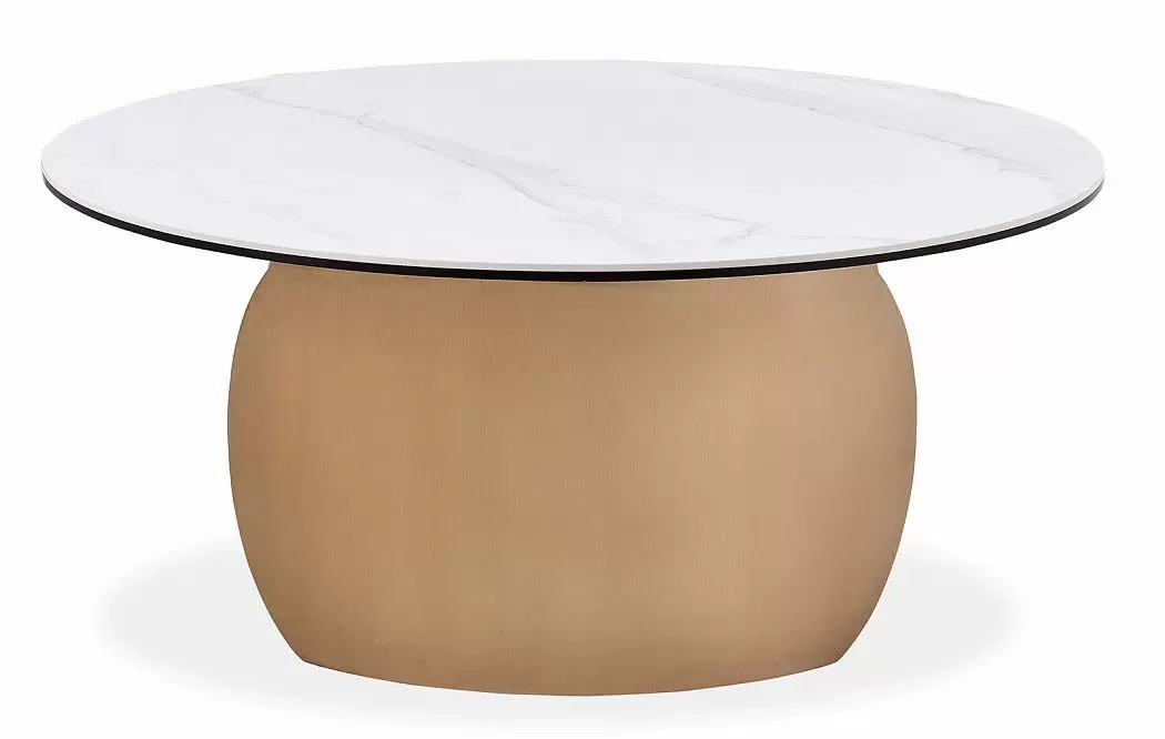 Стол журнальный Renato (90), белый камень/золото - фото 6