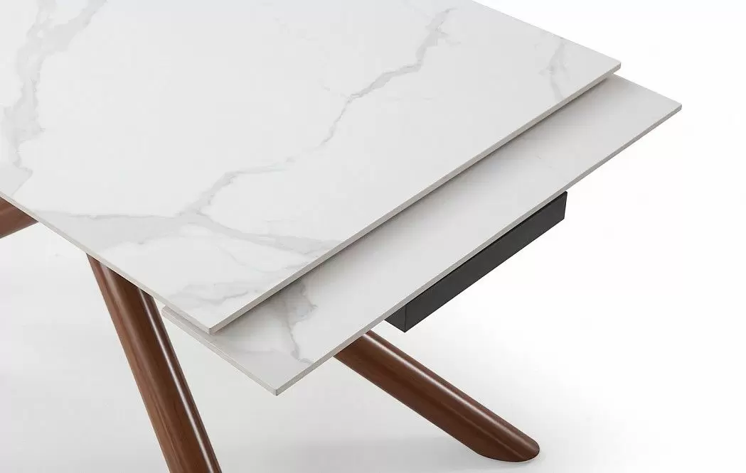 Стол раскладной Ravenna 140-180, белая керамика/орех - фото 10