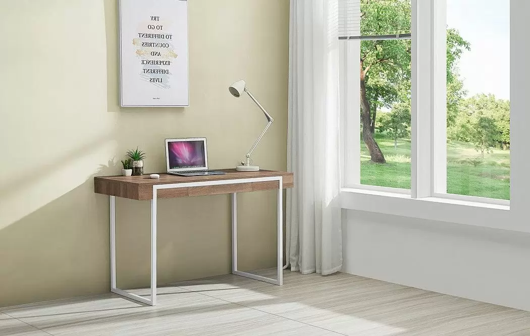 Стол письменный Ego, орех/белые ножки