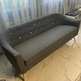 Диван Florence 2-х местный, темно-серый/цветные пуговицы