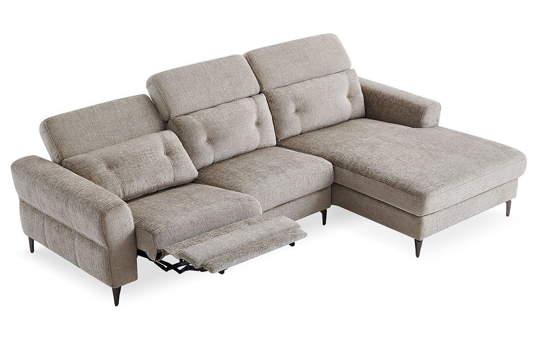 Диван-реклайнер Adeline угловой (правый), серо-бежевый - фото 5