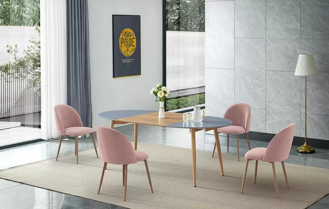 Стол раскладной Margaret 120-200, серый/светлое дерево - фото 13