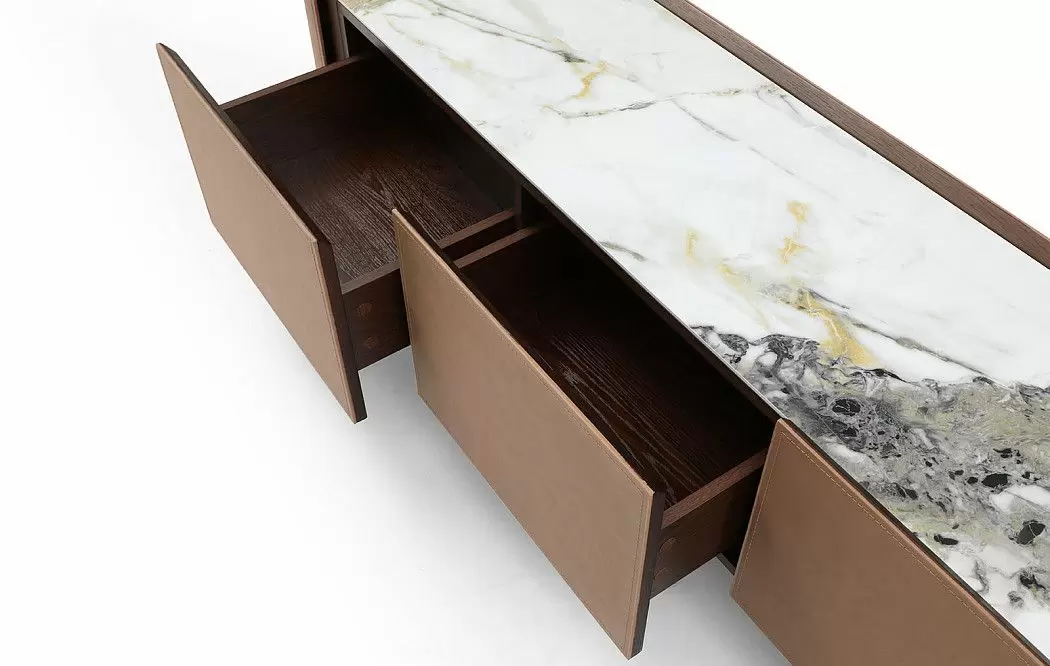 ТВ Тумба Scarlett, светлая керамика/коричневый - фото 12