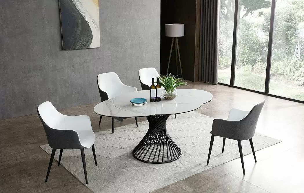 Стол раскладной Tornado 120-180, белая керамика/черный - фото 15