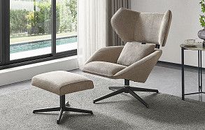 Кресло и оттоманка Boston, серо-коричневый