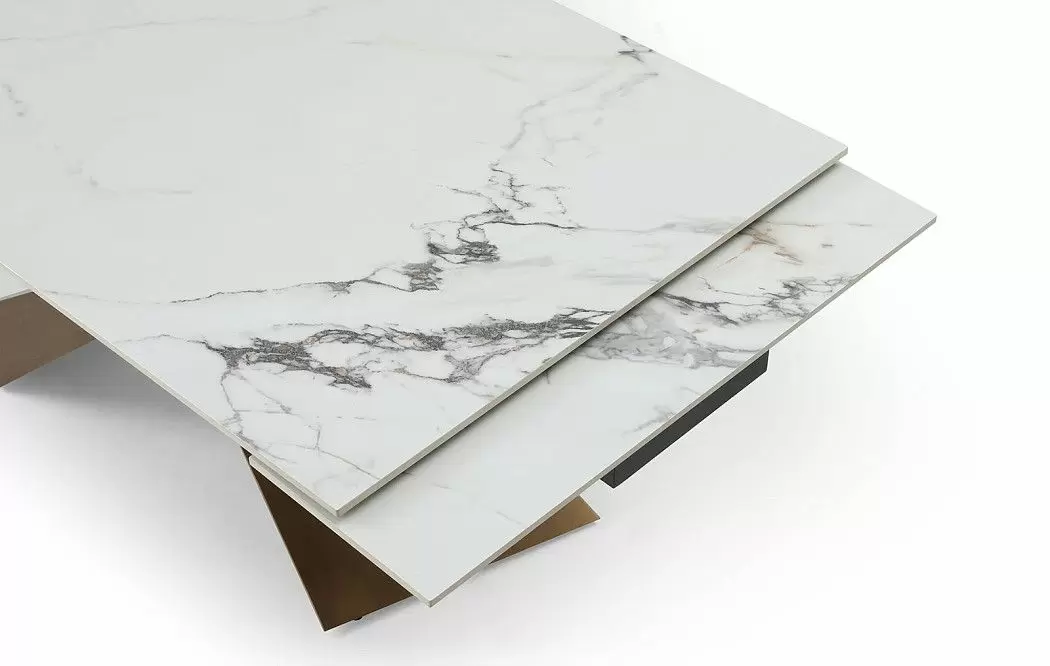 Стол раскладной Savoy Bronze 180-240, белая керамика/бронза - фото 8