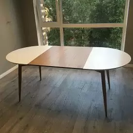 Стол раскладной Margaret 120-200, серый/светлое дерево