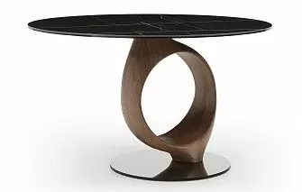 Стол Oasis 130, черная керамика/орех