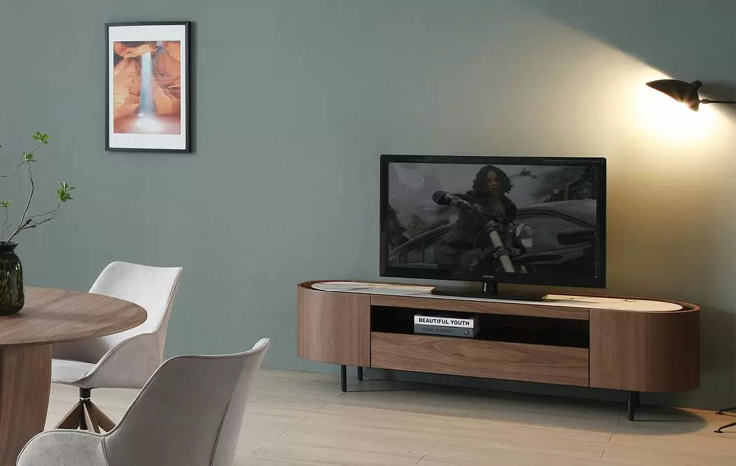 ТВ Тумба Angelica, белая керамика/орех - фото 3