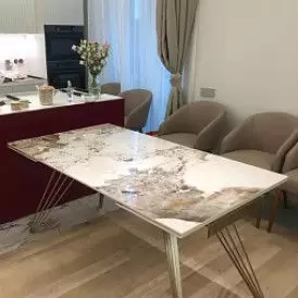 Стол раскладной Parma 180-280, керамика "каррарский мрамор"