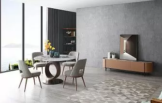 Стол Oasis + 4 серо-коричневых стула Agata