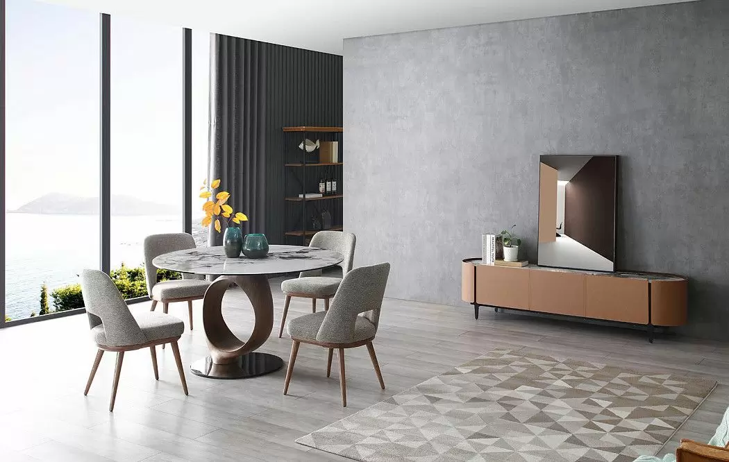 Стол Oasis + 4 серо-коричневых стула Agata