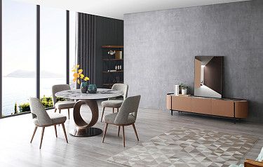 Стол Oasis + 4 серо-коричневых стула Agata