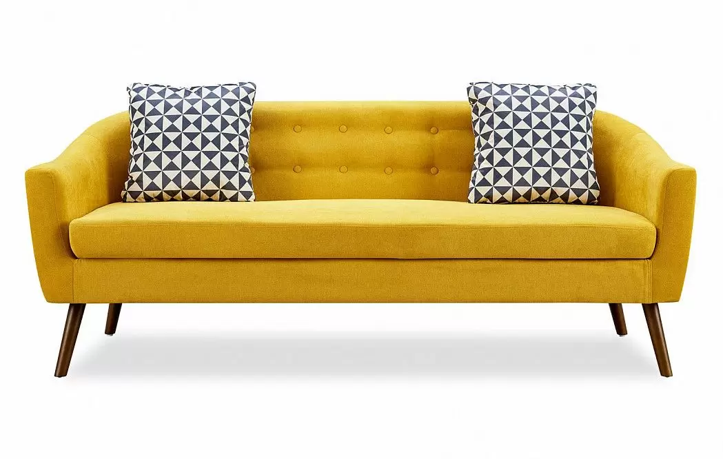 Диван Florence 3-х местный, желтый шафран/орех