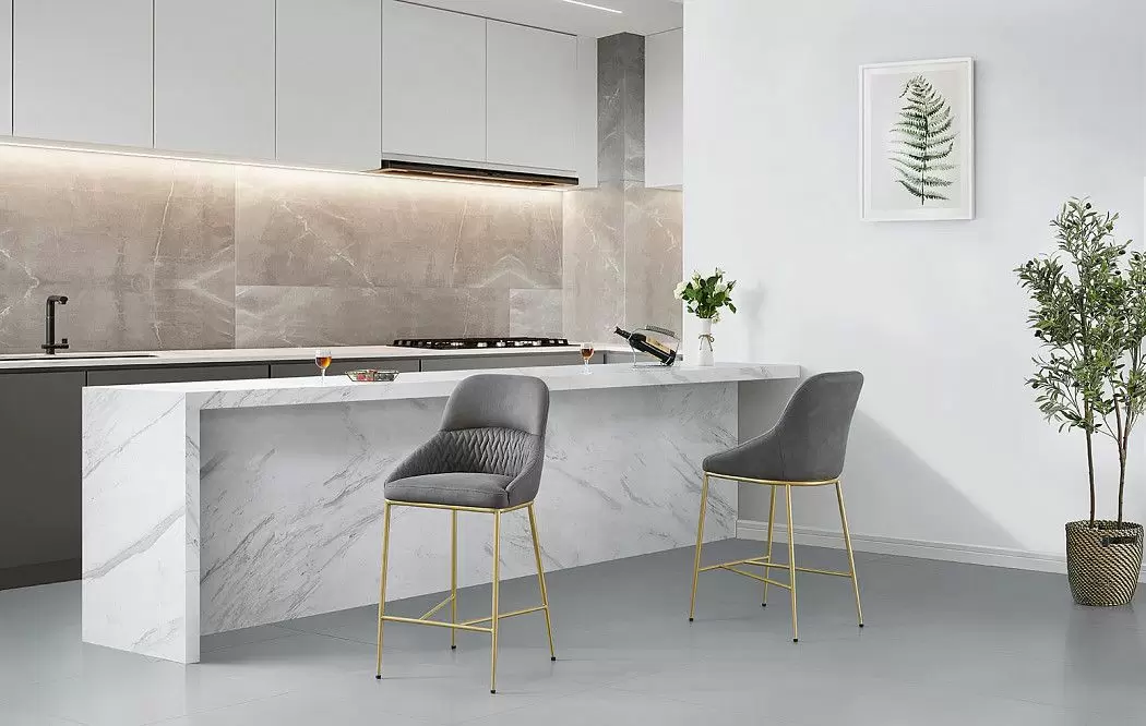 Стул полубарный Steven, темно-серый/золото - фото 2