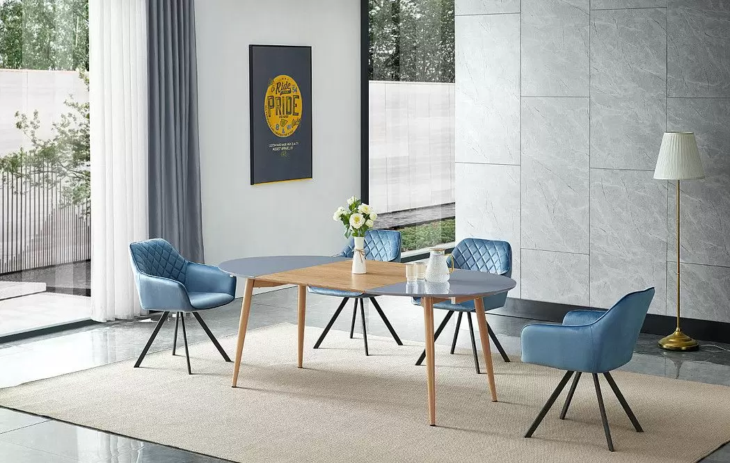 Стол раскладной Margaret 120-200, серый/светлое дерево - фото 3