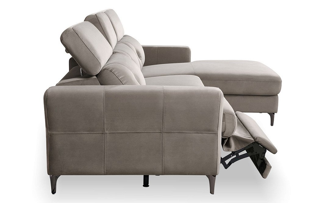 Диван-реклайнер Adeline угловой (правый), серо-коричневый - фото 12