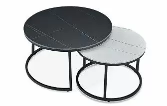 Набор из 2-х столов журнальных Nocturne, черная/белая керамика