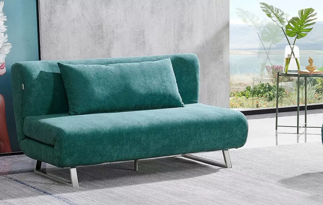 Диван-кровать Rosy 3-х местный, темно-бирюзовый/хром