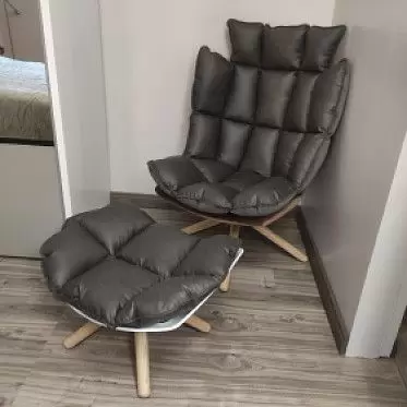 Кресло с оттоманкой в стиле Husk, коричневый