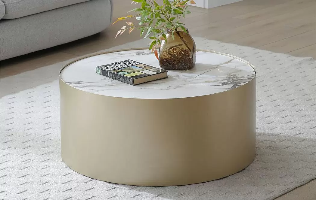 Стол журнальный Amber (80), белая керамика/шампань - фото 2