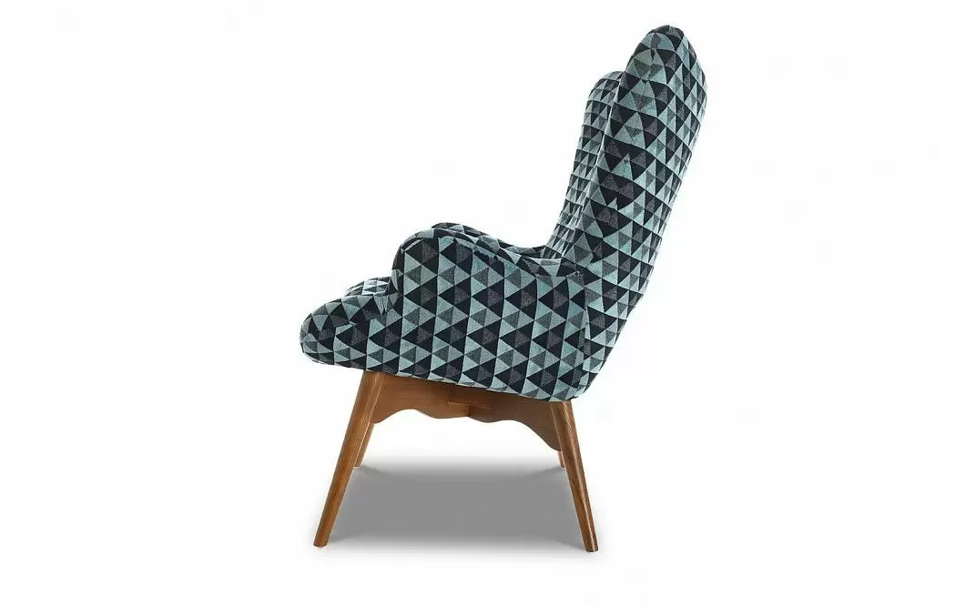 Кресло с оттоманкой Contour, голубой принт/коричневый - фото 6