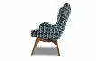 Кресло с оттоманкой Contour, голубой принт/коричневый