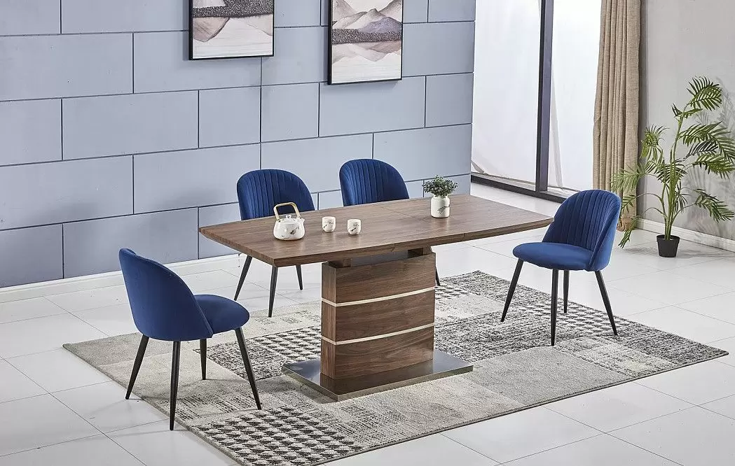 Стол Arioso + 4 синих стула Angela