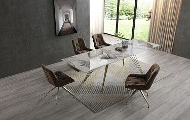 Стол Parma + 4 коричневых стула Joely