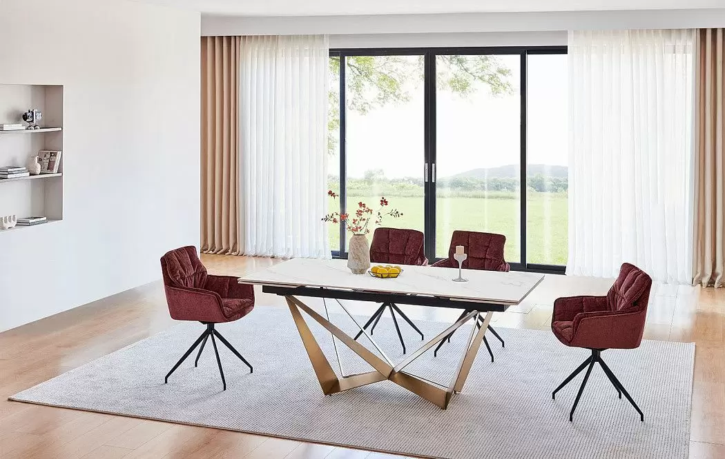 Стол раскладной Magdalena 180-260, белый камень/золото - фото 4