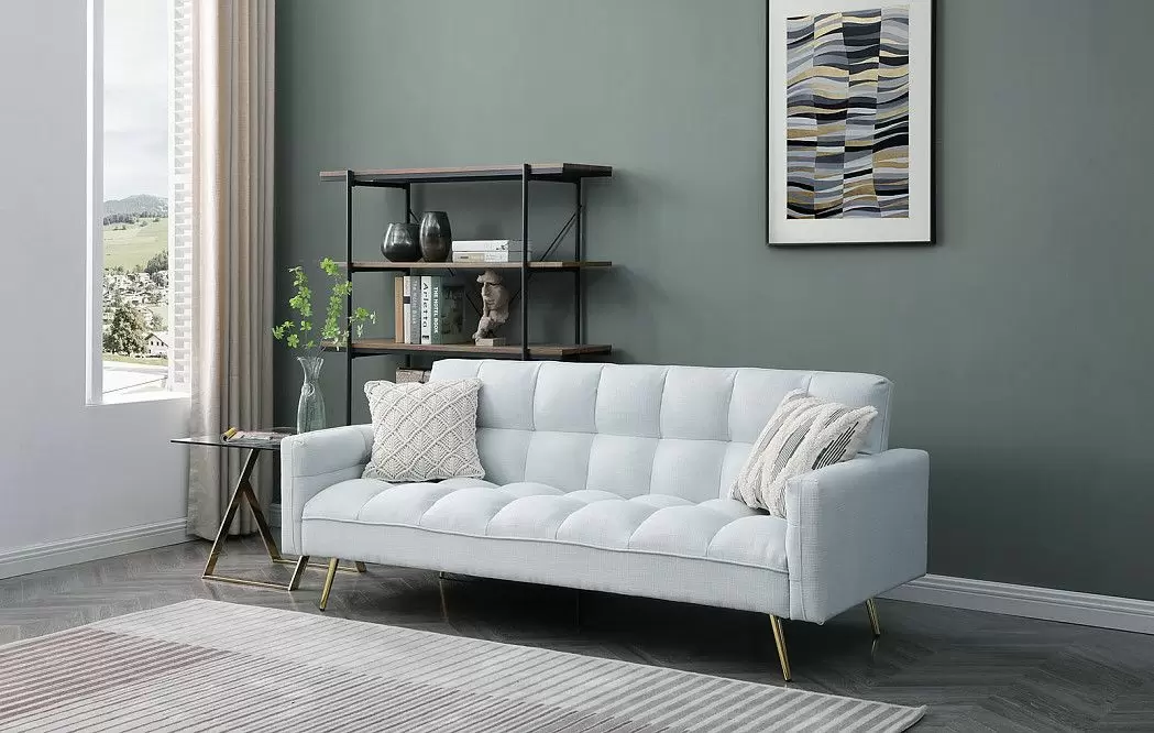 Диван-кровать Madrid, небесно-голубой/золотые ножки