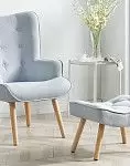 Кресло и оттоманка Hygge, голубой/натуральный