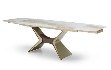 Стол раскладной Richard 160-240, бежевая керамика/шампань