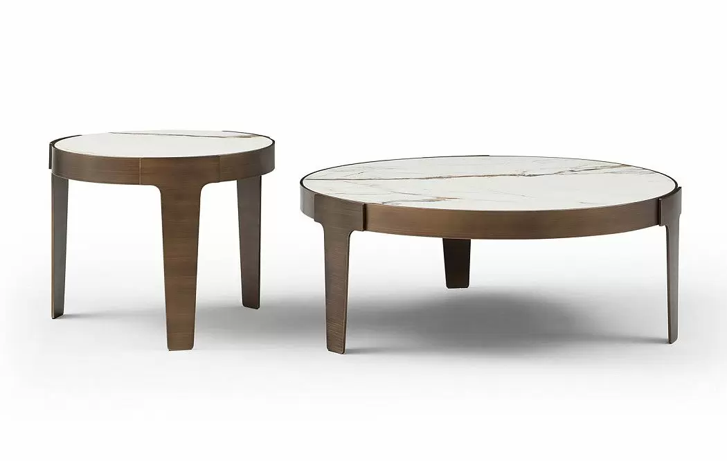 Стол журнальный Corfu (60), белая керамика/бронза - фото 11